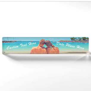 Upload Your Photo Desk Name Plate Gift Custom Text