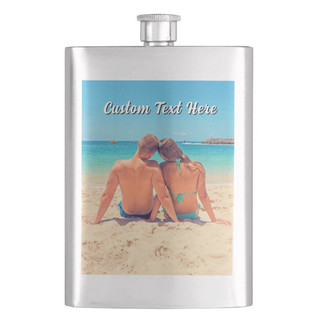 Upload Your Photo Flask Gift Add Text Name (Front)