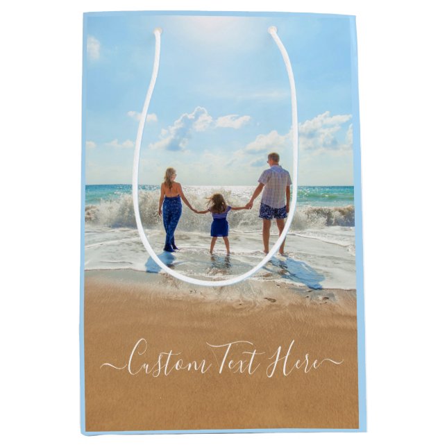 Upload Your Photo Gift Bag Personalized Text Name (Front)