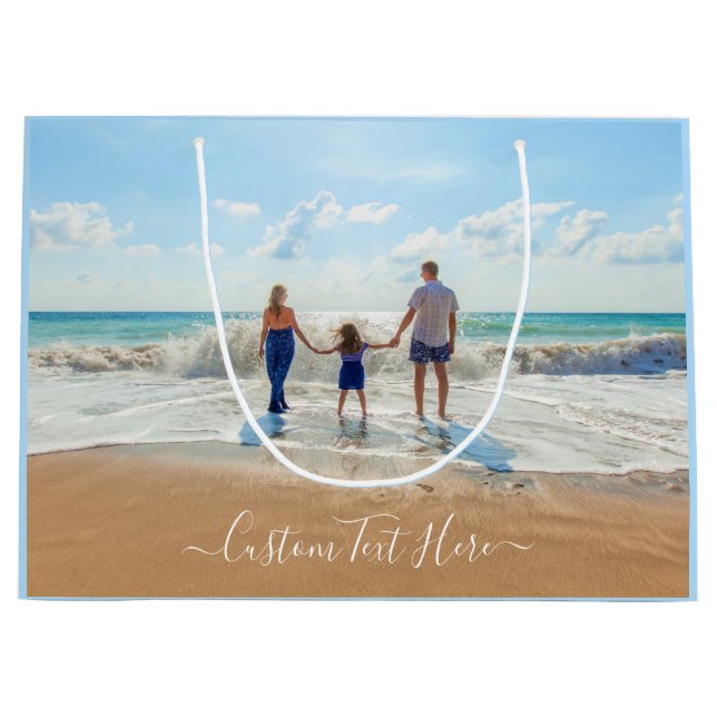 Upload Your Photo Gift Bag Personalized Text Name (Front)