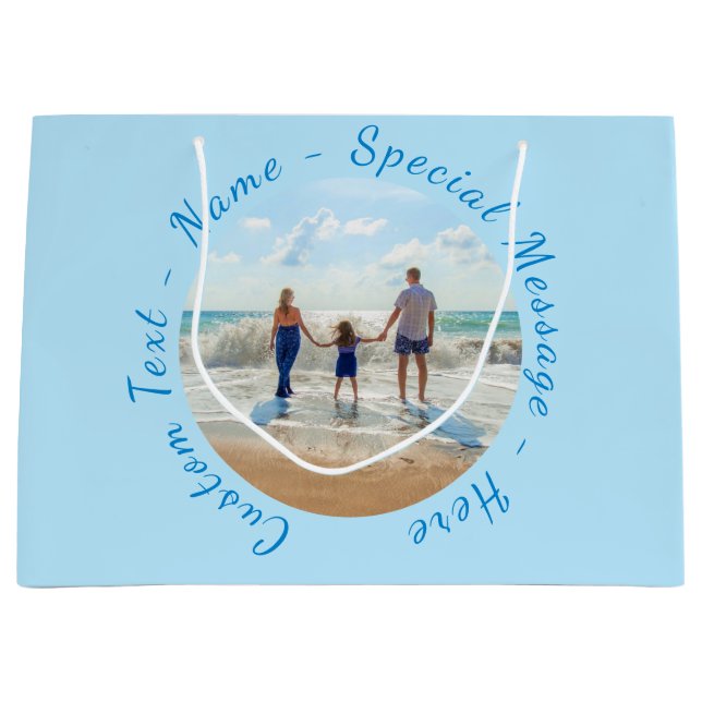 Upload Your Photo Gift Bag Personalized Text Name (Front)
