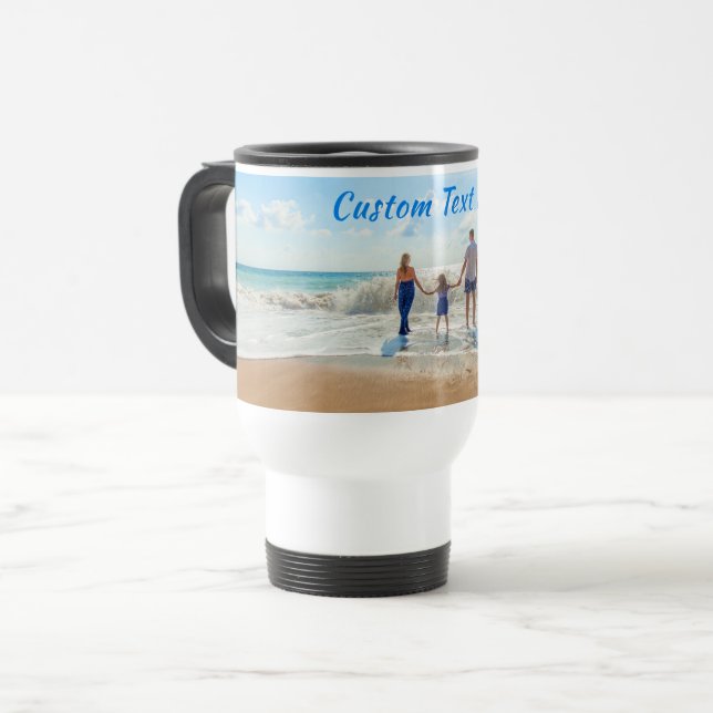 Upload Your Photo Gift Personalized Custom Text Travel Mug (Front Left)