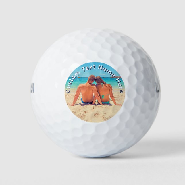 Upload Your Photo Golf Balls Stamp Add Custom Text (Front)