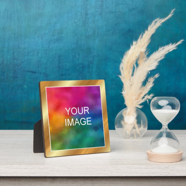 Upload Your Photo Image Logo Gold Easel Template Plaque (Insitu)