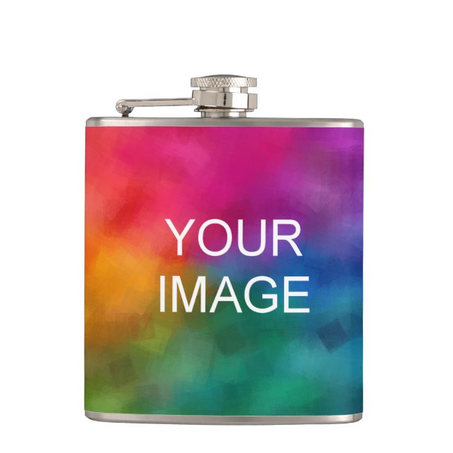 Upload Your Photo Image Or Logo Here Template Hip Flask (Front)