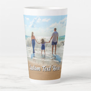 Upload Your Photo Latte Mug Gift Personalized Text