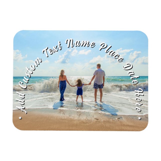 Upload Your Photo Magnet Gift Add Text Name Info (Horizontal)