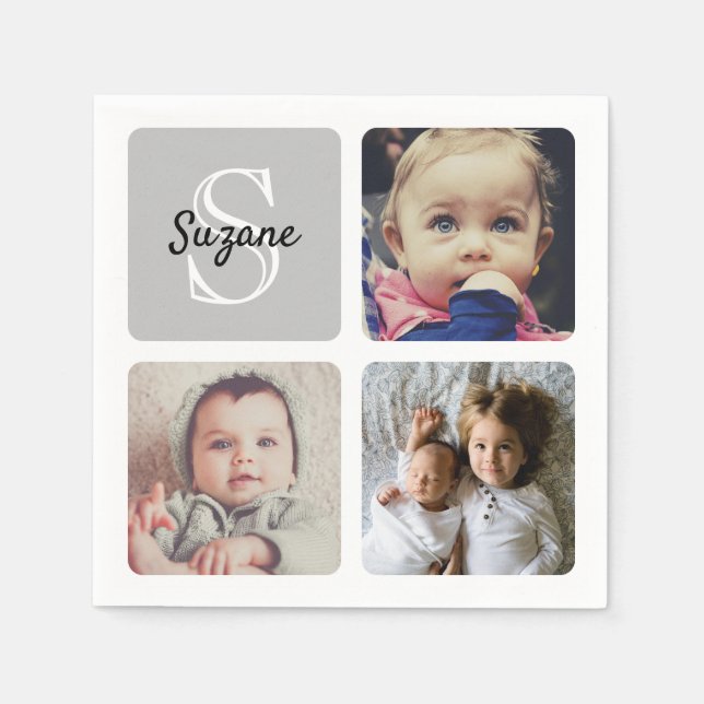 Upload your photo monogrammed napkin (Front)