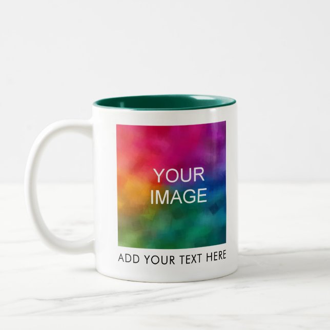 Upload Your Photo or Logo Modern Simple Template Two-Tone Coffee Mug (Left)