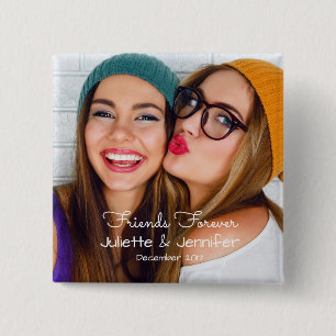 Upload your photo personalize with names, dates 2 inch square button