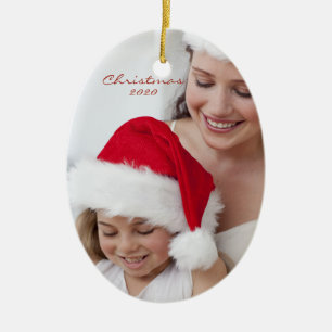 Upload your photo personalize with names, dates ceramic ornament