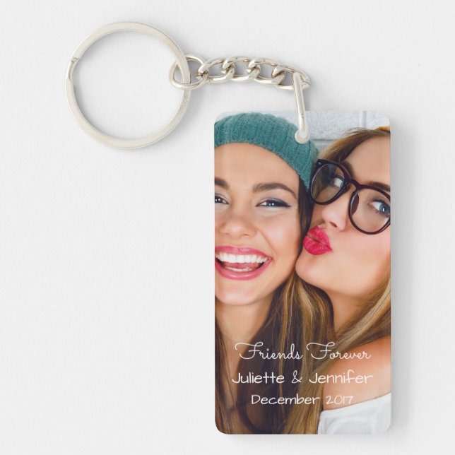 Upload your photo | personalize with names, dates keychain (Front)