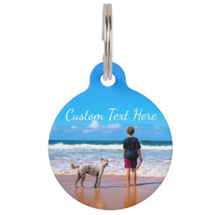 Upload Your Photo Pet ID Tag Add Custom Text Name