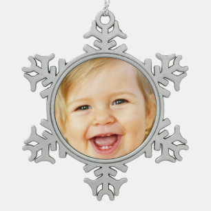 upload your photo pewter snowflake ornament