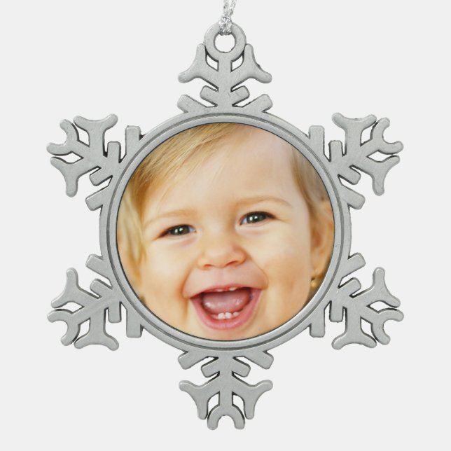 upload your photo | pewter snowflake ornament (Front)