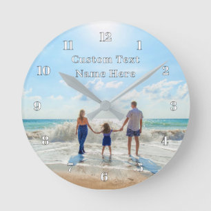 Upload Your Photo Wall Clock Gift Add Custom Text