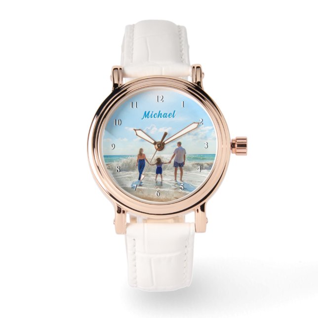 Upload Your Photo Watch Gift Personalized Text (Front)