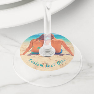 Upload Your Photo Wine Glass Tag Personalized Text