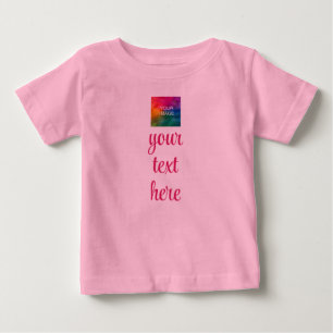 Upload Your Picture Add Text Trendy Template Pink Baby T-Shirt