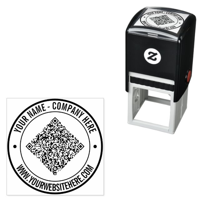 Upload Your QR Code Add Custom Text Round Stamp (In Situ)