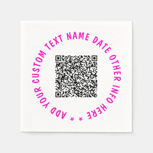 Upload Your QR Code Add Text Info Napkins Example (Front)