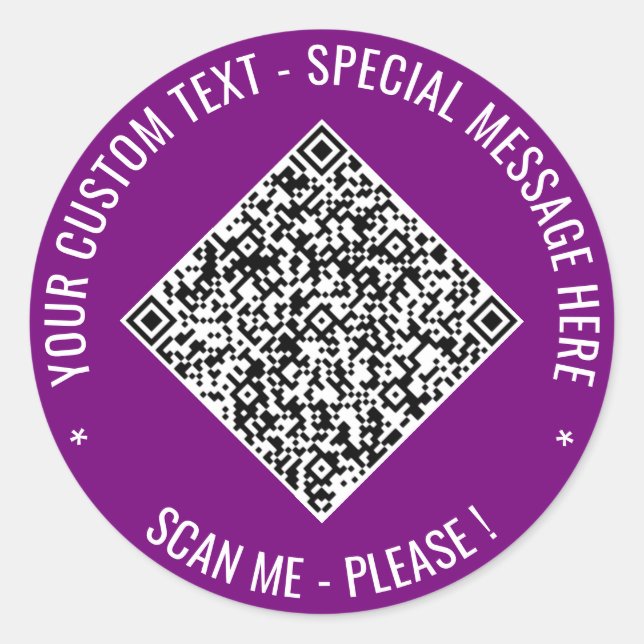 Upload Your QR Code Add Text Info Stickers Example (Front)