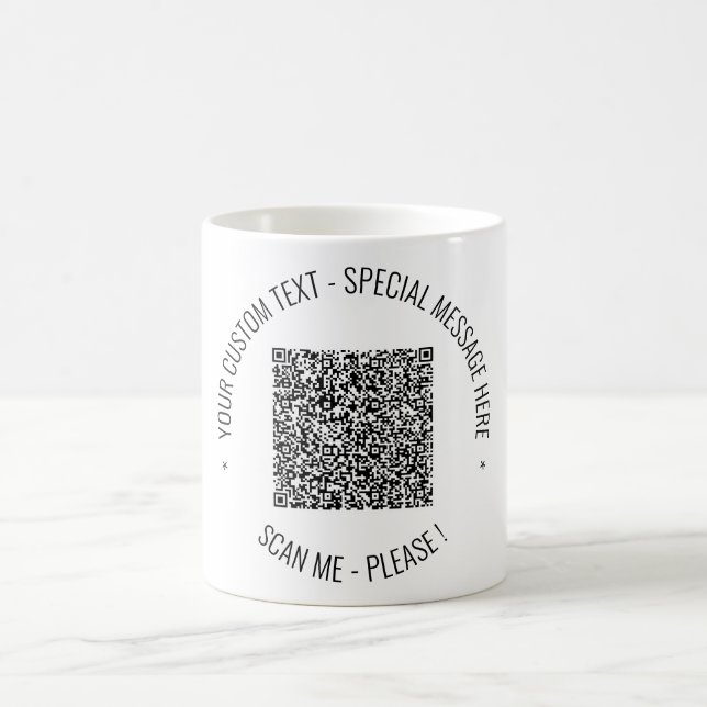 Upload Your QR Code Coffee Mug Add Custom Text (Center)