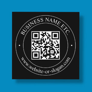 Upload Your QR code & Customizable Text Black Square Business Card