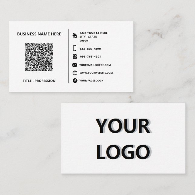 Upload Your QR Code Scan Business Cards Example (Front/Back)