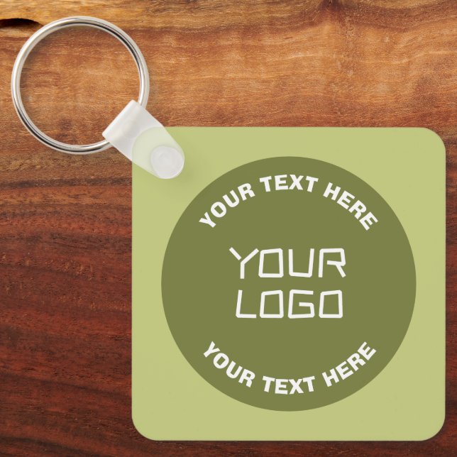 Uploaded Logo or Design & Editable Text Any Colour Keychain (Front)