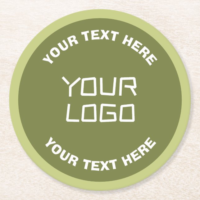 Uploaded Logo or Design & Editable Text Any Colour Round Paper Coaster (Front)