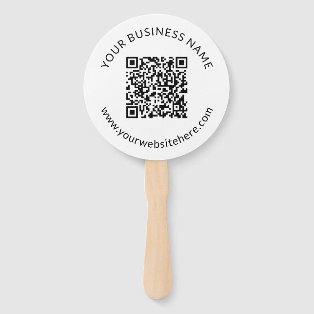Uploaded QR code Template with Editable Text Hand Fan (Front)