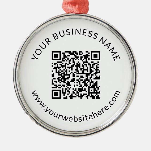 Uploaded QR code Template with Editable Text Metal Ornament (Front)