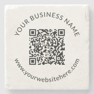 Uploaded QR code Template with Editable Text Stone Coaster