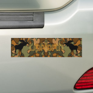 UpNorth Moose Silhouette Camo Bumper Sticker