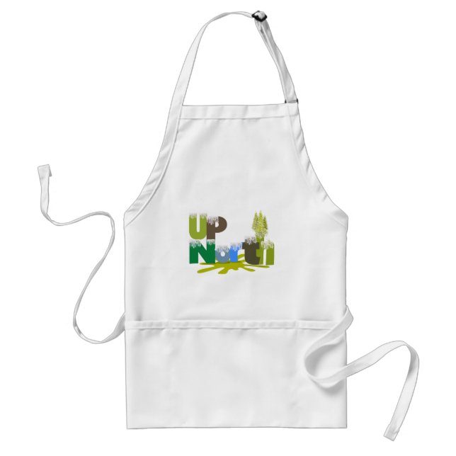 UpNorth Pine Trees Paint Splat Typography Standard Apron (Front)