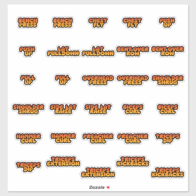 Upper Body Workout Planner Stickers (Sheet)