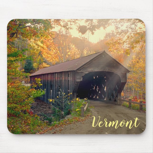 Upper Falls Covered Bridge, Vermont Mouse Pad (Front)