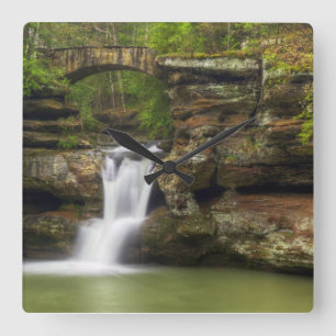 Upper Falls Waterfall at Hocking Hills Ohio Square Wall Clock