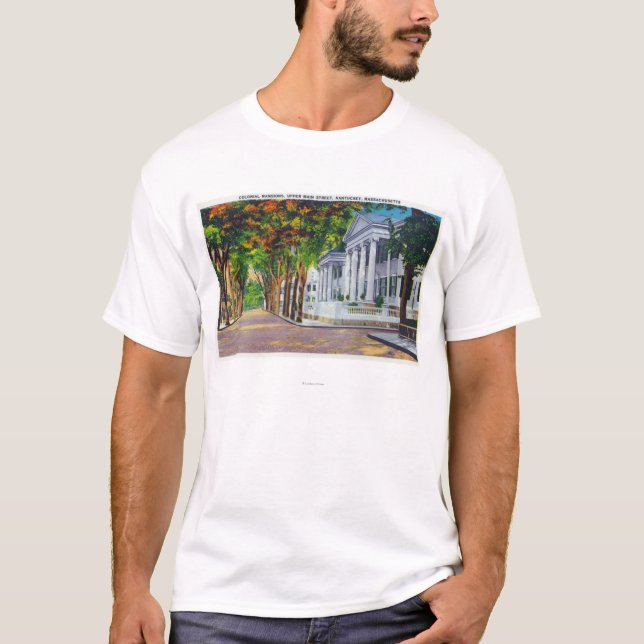 Upper Main Street View of Colonial Mansions T-Shirt (Front)