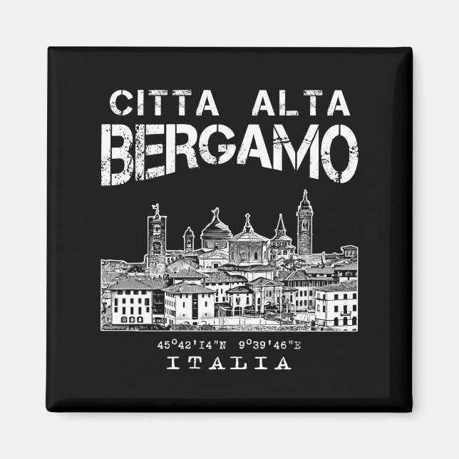 Upper old city (Citta Alta) in Bergamo, Italy. Magnet (Front)