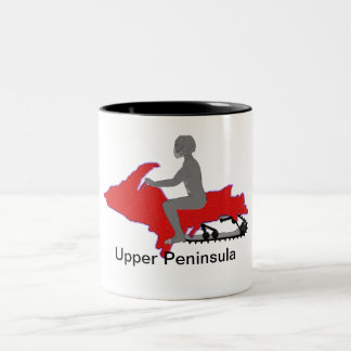 Upper Peninsula Snowmobile Two-Tone Coffee Mug