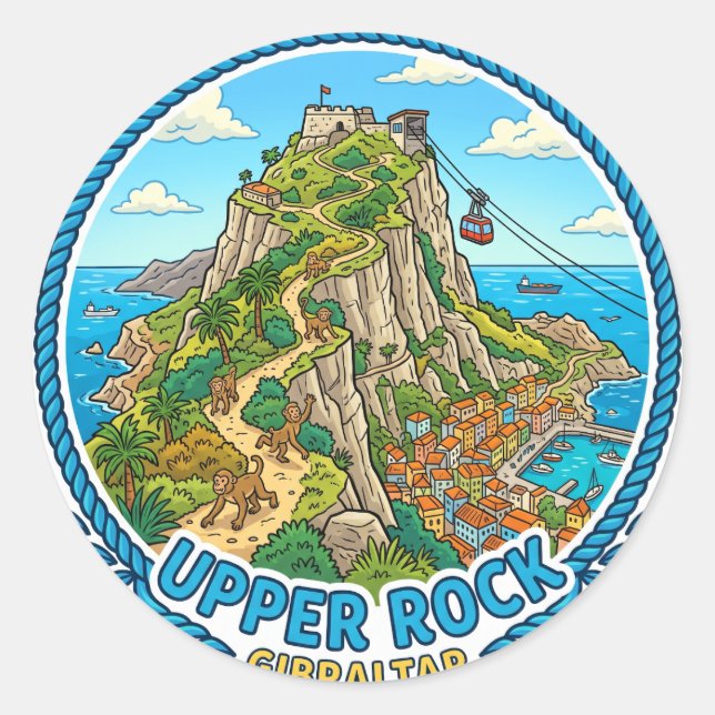 Upper Rock Gibraltar Classic Round Sticker (Front)