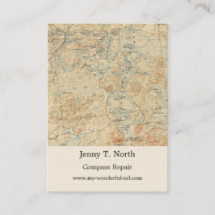 Upper Saranac Lake Detail from Old Topographic Map Business Card