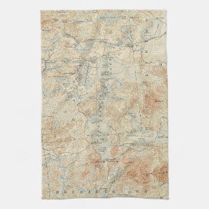 Upper Saranac Lake Detail from Old Topographic Map Kitchen Towel