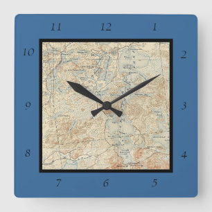 Upper Saranac Lake Detail from Old Topographic Map Square Wall Clock