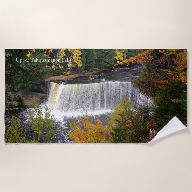 Upper Tahquamenon Falls beach towel (Front)