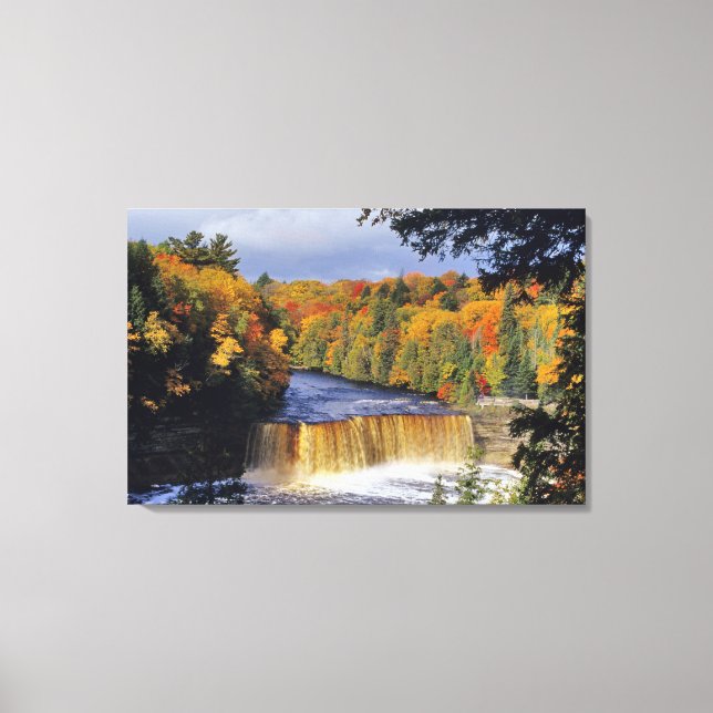 Upper Tahquamenon Falls in UP Michigan in autumn Canvas Print (Front)