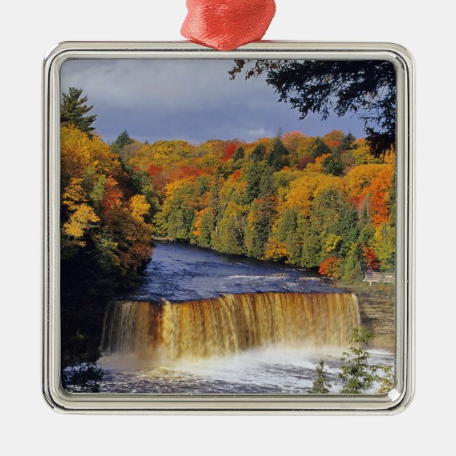 Upper Tahquamenon Falls in UP Michigan in autumn Metal Ornament (Front)