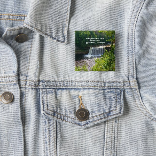 Upper Tahquamenon Falls State Park, MI 2 Inch Square Button (In Situ)